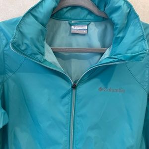 Columbia Women's Rain Jacket Medium in collar AQUA full zip